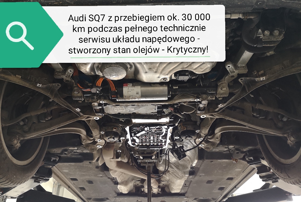 Audi SQ7 podczas pełnego technicznie serwisu układu napędowego i wykonaniem pakietów po uprzednim wykonaniu diagnostyki obciążeniowej  